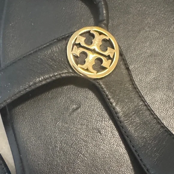 Tory Burch Black and Gold Sandals - Picture 7 of 16